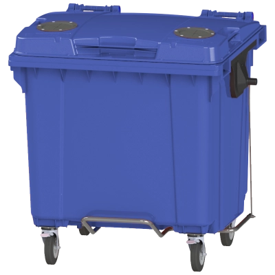 Мусорный контейнер 1100л. на колесах с педалью с опцией "круглый резиновый клапан" 
