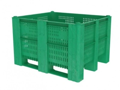 Большой пластиковый контейнер Модель1000-ACE-АГРО, 1200х1000х740 мм перфорированный, на полозьях
