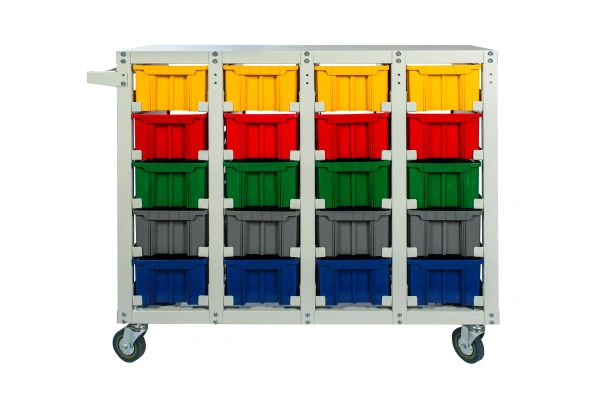 Стеллаж с направляющими мобильный, односторонний, Стелла-техник V3-20-125-И 20 ячеек, грузоподъемность 350кг