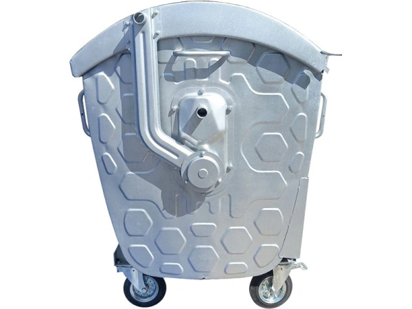 Мусорный контейнер 1 100л. на колесах с крышкой, оцинкованный, код: 39352