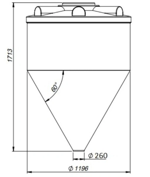 Емкость конусная 60 градусов белая, крышка 350мм