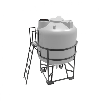 Емкость ЦКТ 5000 л с патрубком 110мм под плотность до 1,5 г/см³ белая в обрешетке с лестницей