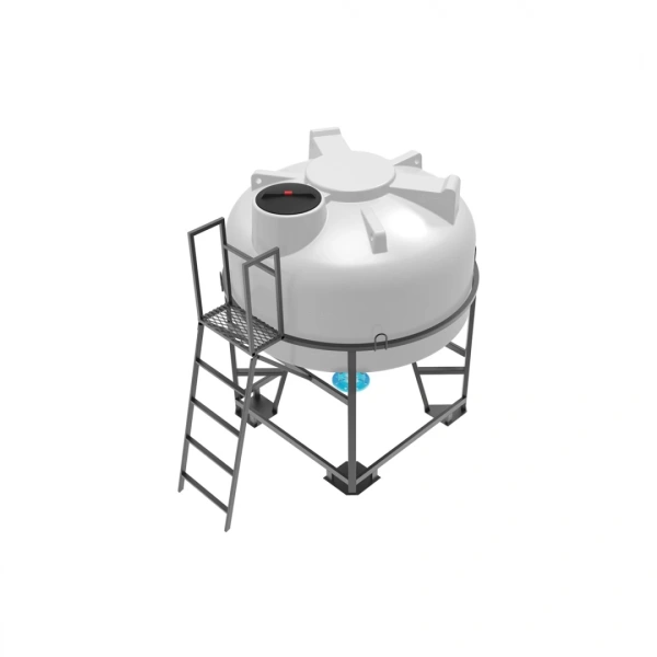 Емкость ЦКТ 3000 л с патрубком 160мм с фланцем под плотность до 1,5 г/см³ белая в обрешетке с лестницей